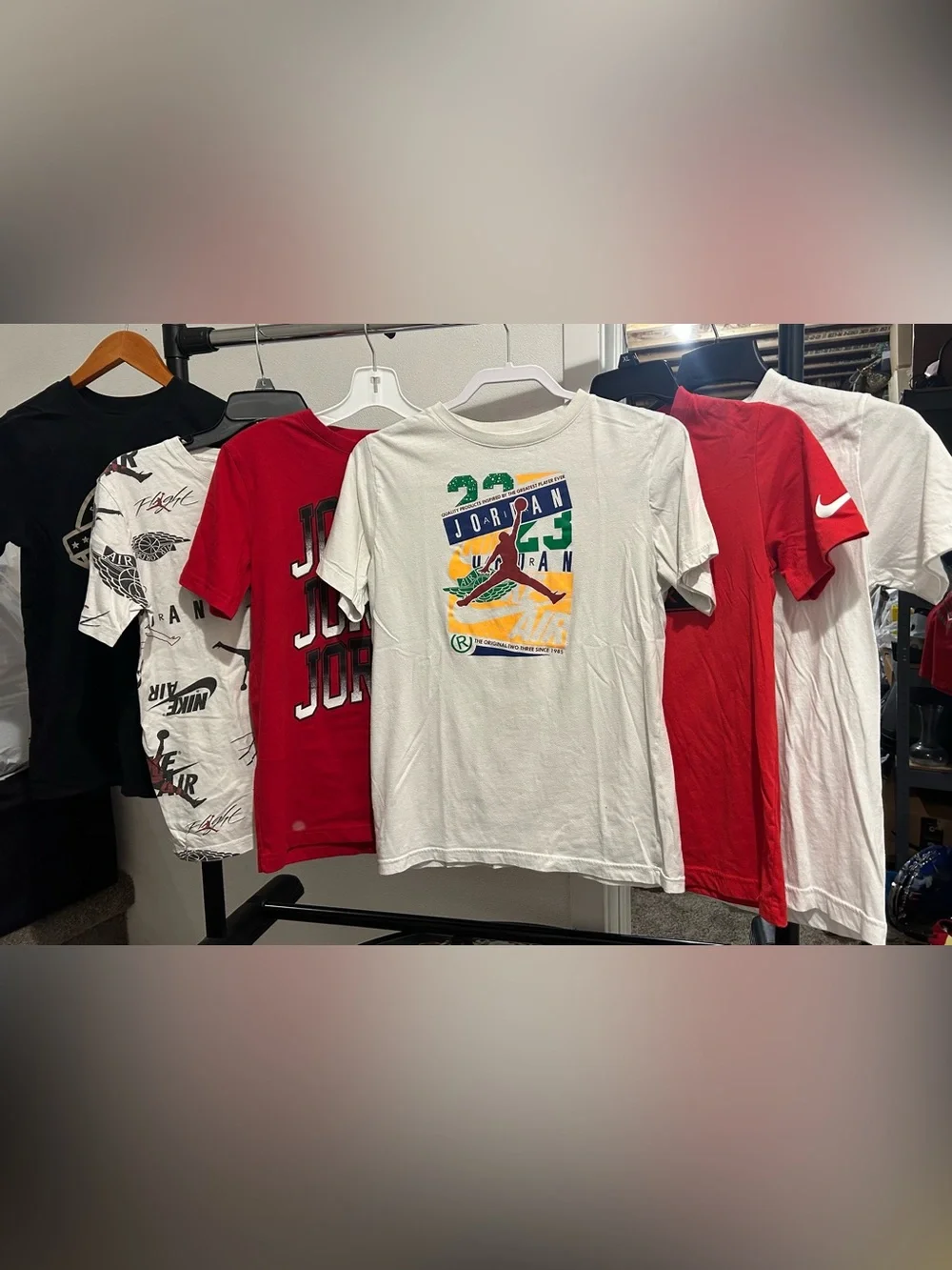 Nike🤩Jordan size 11-12 New andsome like New,black Graphic Short Sleeve Tee 6 pcs